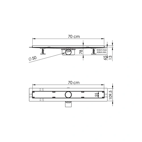 Душевой лоток Vincea ALMIRA -S 602.70.S.U, 70 см, под плитку Душевой лоток Vincea ALMIRA -S 602.70.S.U, 70 см, под плитку