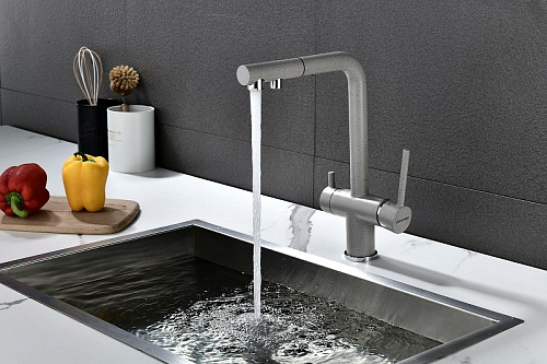 Смеситель для кухни Paulmark SERPENTINE серый Se213222-GR Смеситель для кухни Paulmark SERPENTINE серый Se213222-GR