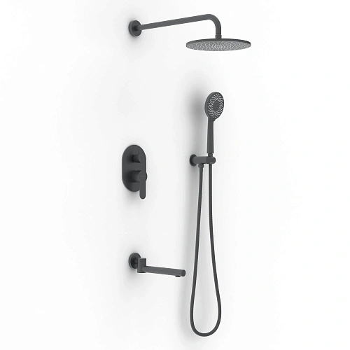 Душевая система BERGES NARDIS 3R встраиваемая, поворотный излив, черный матовый 071014 Душевая система BERGES NARDIS 3R встраиваемая, поворотный излив, черный матовый 071014