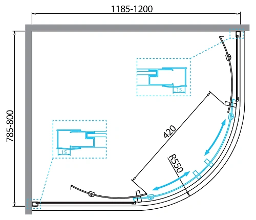 Душевой уголок BelBagno DUE-RH-2-120/80-C-Cr 120x80 см, профиль хром, стекло прозрачное Душевой уголок BelBagno DUE-RH-2-120/80-C-Cr 120x80 см, профиль хром, стекло прозрачное