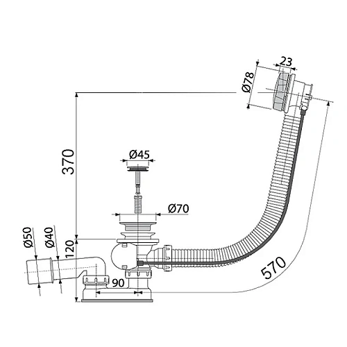 Слив-перелив AlcaPlast A55 GOLD A55GOLD-RU-01 Слив-перелив AlcaPlast A55 GOLD A55GOLD-RU-01
