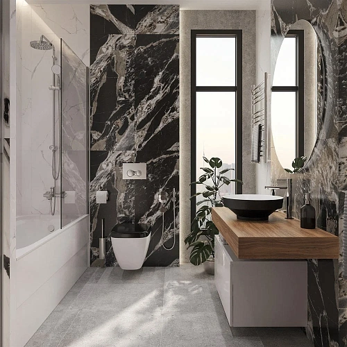 Комплект мебели STWORKI Ольборг 120 столешница дуб французский, без отверстий, c тумбой 80, с ракови 536655 Комплект мебели STWORKI Ольборг 120 столешница дуб французский, без отверстий, c тумбой 80, с ракови 536655