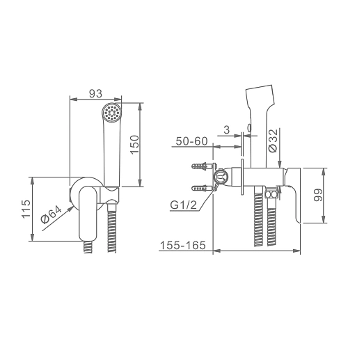 Гигиенический душ Raglo R03.52 встраиваемый, хром Гигиенический душ Raglo R03.52 встраиваемый, хром