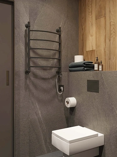 Полотенцесушитель электрический EWRIKA Сафо D 70х50 R, чёрный матовый 465641 Полотенцесушитель электрический EWRIKA Сафо D 70х50 R, чёрный матовый 465641