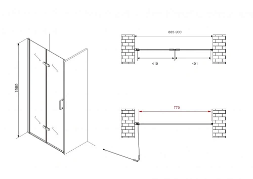 Душевая дверь ABBER Zart AG08090P 90 см универсальная, профиль хром, стекло прозрачное Душевая дверь ABBER Zart AG08090P 90 см универсальная, профиль хром, стекло прозрачное
