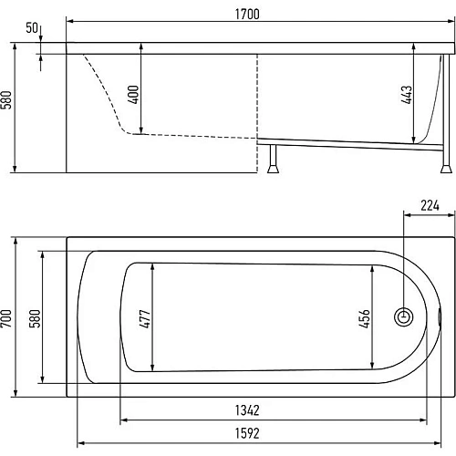 Акриловая ванна Timo MIKA1770 170x70x58 с каркасом, слив-переливом, фронтальной и торцевой панелями Акриловая ванна Timo MIKA1770 170x70x58 с каркасом, слив-переливом, фронтальной и торцевой панелями