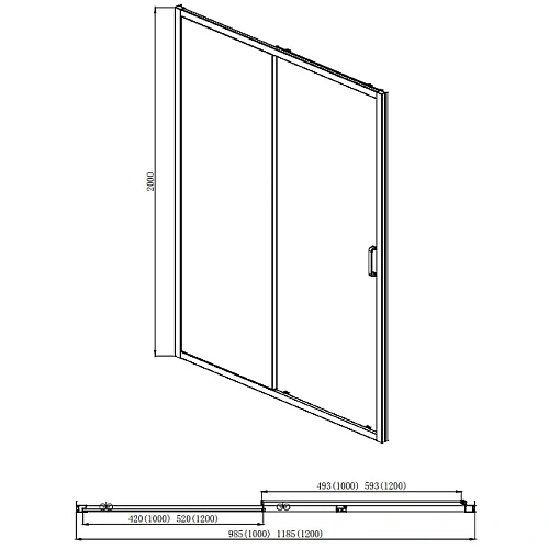 Душевая дверь Aquatek двухэлементная, раздвижная1200x2000 профиль черный, стекло прозрачное AQ ARI R AQ ARI RA 12020BL Душевая дверь Aquatek двухэлементная, раздвижная1200x2000 профиль черный, стекло прозрачное AQ ARI R AQ ARI RA 12020BL