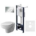 Комплект унитаза AM.PM Sense IS49051.741700 с инсталляцией, сиденьем микролифт и клавишей смыва Комплект унитаза AM.PM Sense IS49051.741700 с инсталляцией, сиденьем микролифт и клавишей смыва
