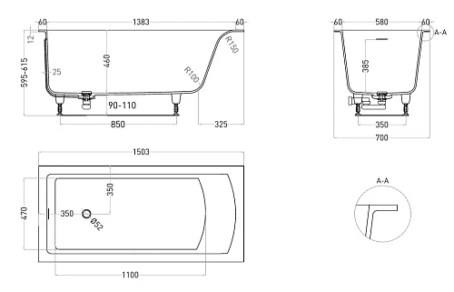 Ванна из искусственного камня Salini CASCATA KIT 150x70 105012M S-Sense Ванна из искусственного камня Salini CASCATA KIT 150x70 105012M S-Sense