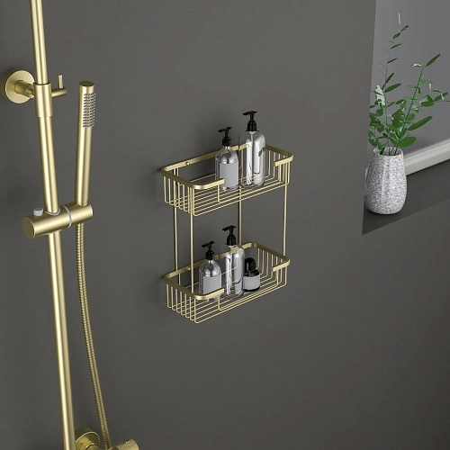 Полка Timo Saona 13083/17 двойная золото матовое Полка Timo Saona 13083/17 двойная золото матовое