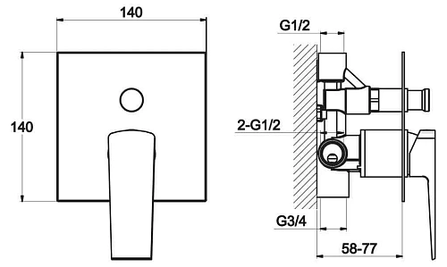 Смеситель для душа BelBagno ARLIE ARL-BASM-CRM встраиваемый хром Смеситель для душа BelBagno ARLIE ARL-BASM-CRM встраиваемый хром