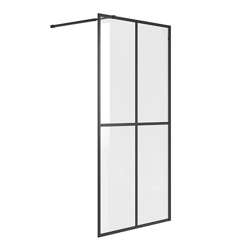 Душевая перегородка Niagara Nova NG-686-90BLACK (90x195) черный матовый, стекло прозрачное с рисунком Душевая перегородка Niagara Nova NG-686-90BLACK (90x195) черный матовый, стекло прозрачное с рисунком