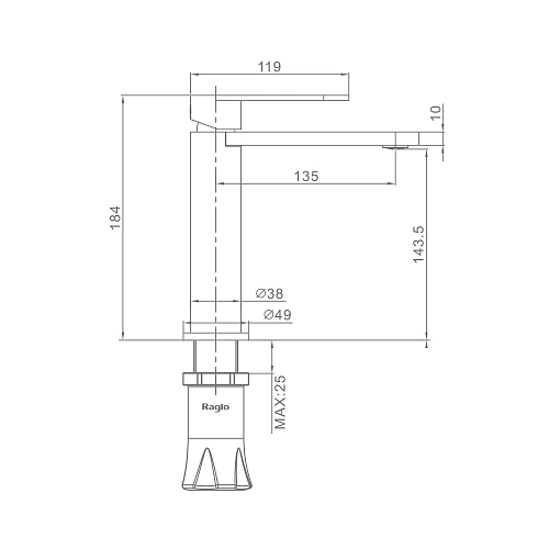 Смеситель для раковины Raglo R10.10.09, графит Смеситель для раковины Raglo R10.10.09, графит