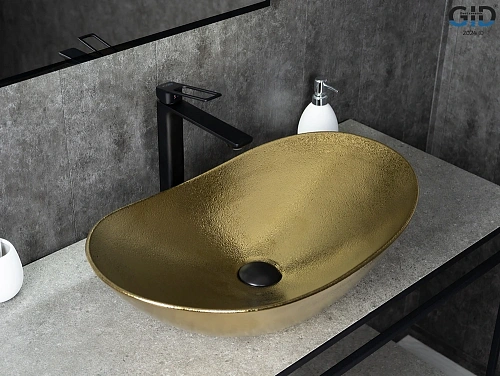 Раковина Gid Gd9811 53340 накладная золотая 61x37x15 Раковина Gid Gd9811 53340 накладная золотая 61x37x15