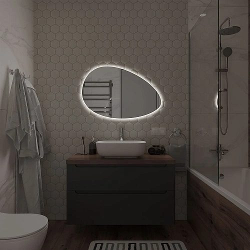 Зеркало STWORKI Скаген 92 с подсветкой, белое, инфракрасное управление, овальное 551011 Зеркало STWORKI Скаген 92 с подсветкой, белое, инфракрасное управление, овальное 551011