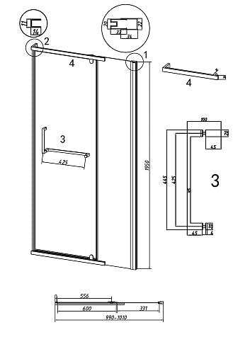 Душевая дверь GROSSMAN Pragma 100.K33.03.100.21.02 (100x195) черный матовый, стекло шиншилла Душевая дверь GROSSMAN Pragma 100.K33.03.100.21.02 (100x195) черный матовый, стекло шиншилла
