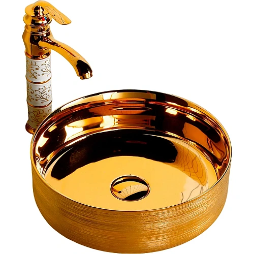 Раковина Ceruttispa CR7044AS 360х360х120 накладная, золото, круглая Раковина Ceruttispa CR7044AS 360х360х120 накладная, золото, круглая