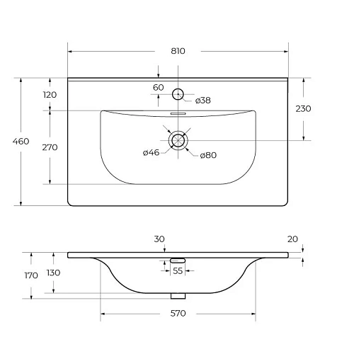 Раковина BelBagno BB-8099-80 810x460 Раковина BelBagno BB-8099-80 810x460