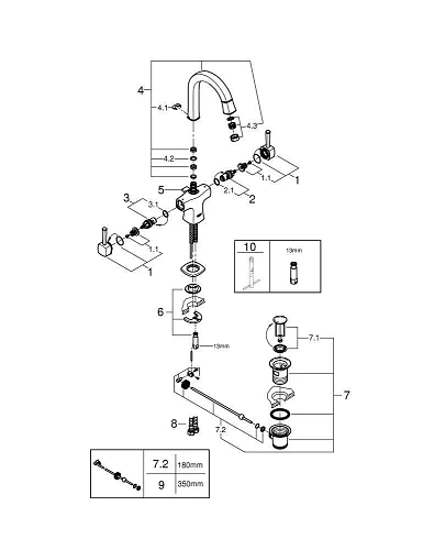 Смеситель для раковины GROHE Grandera с донным клапаном и поворотным изливом, хром (21107000) Смеситель для раковины GROHE Grandera с донным клапаном и поворотным изливом, хром (21107000)