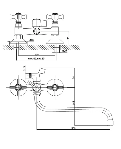 Смеситель для ванны Agger Retro-X A1722200 Смеситель для ванны Agger Retro-X A1722200