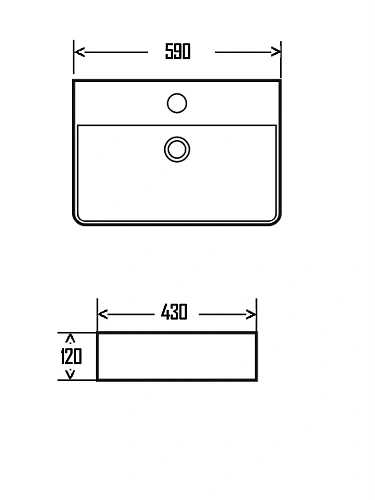 Раковина AQUAme AQM5003 накладная с отверстием под смеситель 610x450x120 Раковина AQUAme AQM5003 накладная с отверстием под смеситель 610x450x120