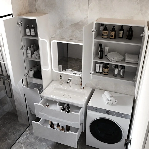 Тумба под раковину Style Line Марелла 70 Люкс антискрейтч белый глянец, PLUS подвесная СС-00002408 Тумба под раковину Style Line Марелла 70 Люкс антискрейтч белый глянец, PLUS подвесная СС-00002408