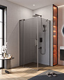 Детальная картинка товара «душевой уголок cezares slider-ah-1-90-90/100-grigio-gm 90-100x90см стекло тонированное (графит), профиль оружейная сталь»