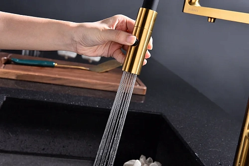 Смеситель для кухни Paulmark Tornado брашированное золото To213402-BG Смеситель для кухни Paulmark Tornado брашированное золото To213402-BG