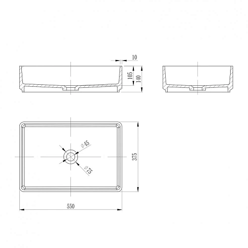 Раковина ABBER Stein AS2634 накладная, белая матовая Раковина ABBER Stein AS2634 накладная, белая матовая