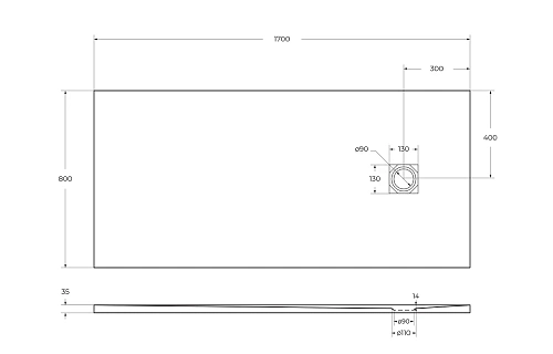 Душевой поддон BelBagno UNO TRAY-MR-UNO-AH-170/80-35-W-NO из искусственного мрамора с сифоном Душевой поддон BelBagno UNO TRAY-MR-UNO-AH-170/80-35-W-NO из искусственного мрамора с сифоном
