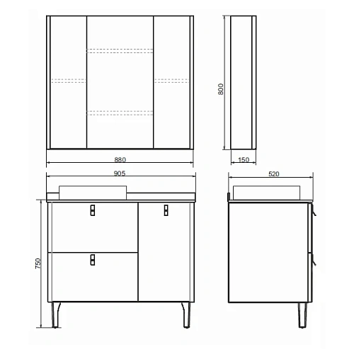 Зеркальный шкаф Comforty Сорренто-90 00-00001968 светло-серый Зеркальный шкаф Comforty Сорренто-90 00-00001968 светло-серый