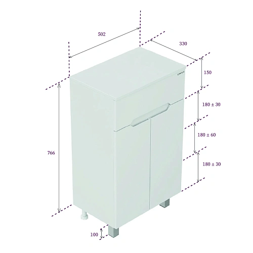 Тумба Onika Айленд 50 см 405004 напольный, белый Тумба Onika Айленд 50 см 405004 напольный, белый