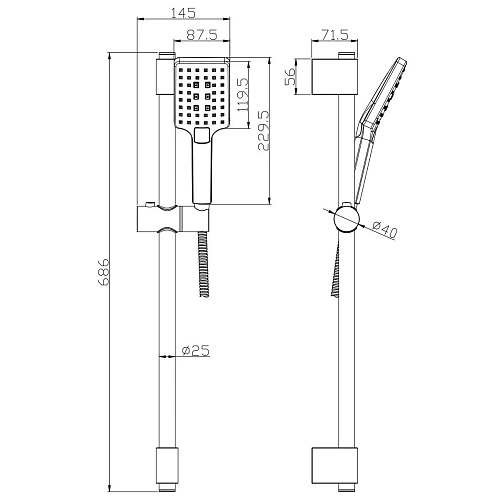 Душевой гарнитур Rossinka AC-27 хром Душевой гарнитур Rossinka AC-27 хром