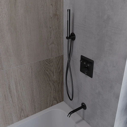 Смеситель для душа AQUAme AQM8812MB с термостатом встраиваемый, черный матовый Смеситель для душа AQUAme AQM8812MB с термостатом встраиваемый, черный матовый