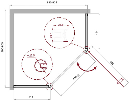 Душевой уголок BelBagno UNO-195-P-1-90-C-NERO 900x900 мм Душевой уголок BelBagno UNO-195-P-1-90-C-NERO 900x900 мм