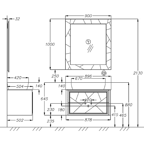 Тумба под раковину Opadiris Луиджи 90 подвесная, белый матовый, вар. 2 (под раковину CeraStyle Ibiza 91) 00-00005939 Тумба под раковину Opadiris Луиджи 90 подвесная, белый матовый, вар. 2 (под раковину CeraStyle Ibiza 91) 00-00005939