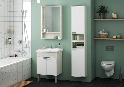 Шкаф-пенал Aquaton Флай 1-створчатый белый, дуб крафт правый 1A237903FAX1R Шкаф-пенал Aquaton Флай 1-створчатый белый, дуб крафт правый 1A237903FAX1R