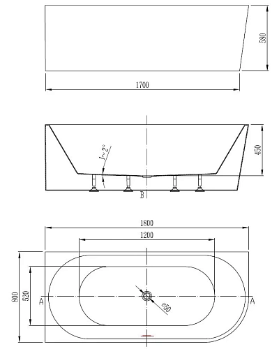 Акриловая ванна Vincea VBT-402-1800L 1800x800x580, белая, левая, щелевой перелив Акриловая ванна Vincea VBT-402-1800L 1800x800x580, белая, левая, щелевой перелив