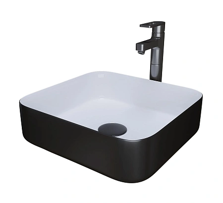 Раковина GROSSMAN Color GR-4042BW (385x385x140) черная белая внутри Раковина GROSSMAN Color GR-4042BW (385x385x140) черная белая внутри