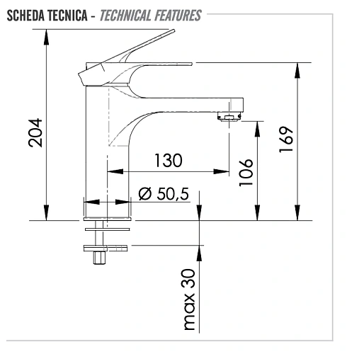Смеситель для раковины Remer Class Line L11L Смеситель для раковины Remer Class Line L11L