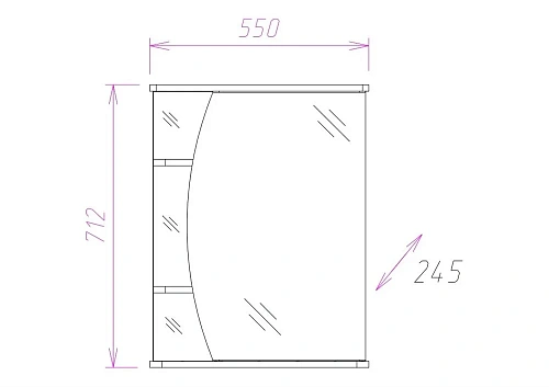 Зеркальный шкаф Onika ЛУНА 55.01 левый 205520 Зеркальный шкаф Onika ЛУНА 55.01 левый 205520