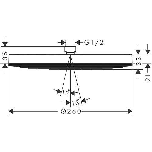 Верхний душ Hansgrohe Pulsify S 260 1jet 24140000, хром Верхний душ Hansgrohe Pulsify S 260 1jet 24140000, хром