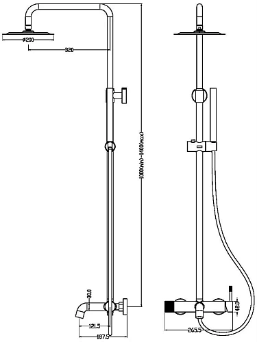 Душевая система Boheme Uno Gold, верхний душ латунь 468-G Душевая система Boheme Uno Gold, верхний душ латунь 468-G
