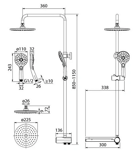 Душевая стойка Iddis Ray RAYSB3Fi76, хром Душевая стойка Iddis Ray RAYSB3Fi76, хром