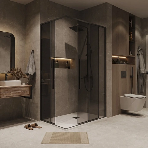 Душевой уголок GROSSMAN Galaxy 1/2.K33.01.12.21.10-1/2.K33.01.70.21.10 (120х70х195) раздвижная,черный матовый,стекло тонированное Душевой уголок GROSSMAN Galaxy 1/2.K33.01.12.21.10-1/2.K33.01.70.21.10 (120х70х195) раздвижная,черный матовый,стекло тонированное