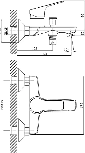 Смеситель для ванны STWORKI Монтре MO-05cr 551211 Смеситель для ванны STWORKI Монтре MO-05cr 551211