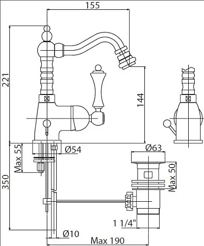 Смеситель для биде CEZARES MARGOT-BSM2-01-N Смеситель для биде CEZARES MARGOT-BSM2-01-N