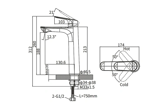Смеситель для раковины ARROW AG4132CP хром Смеситель для раковины ARROW AG4132CP хром