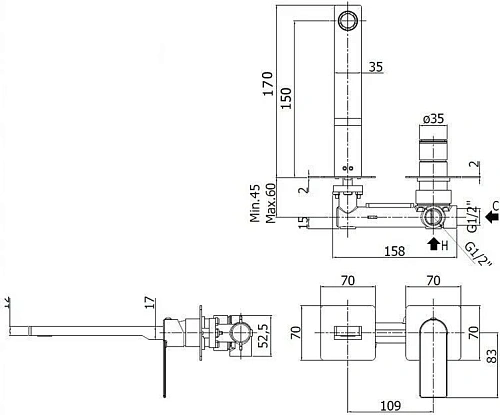 Смеситель для раковины Paffoni Tango TA104CR70 (с внутренней частью) Смеситель для раковины Paffoni Tango TA104CR70 (с внутренней частью)
