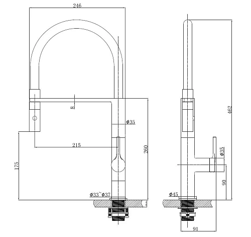Смеситель для кухни Vincea VKF-114BG, брашированное золото Смеситель для кухни Vincea VKF-114BG, брашированное золото